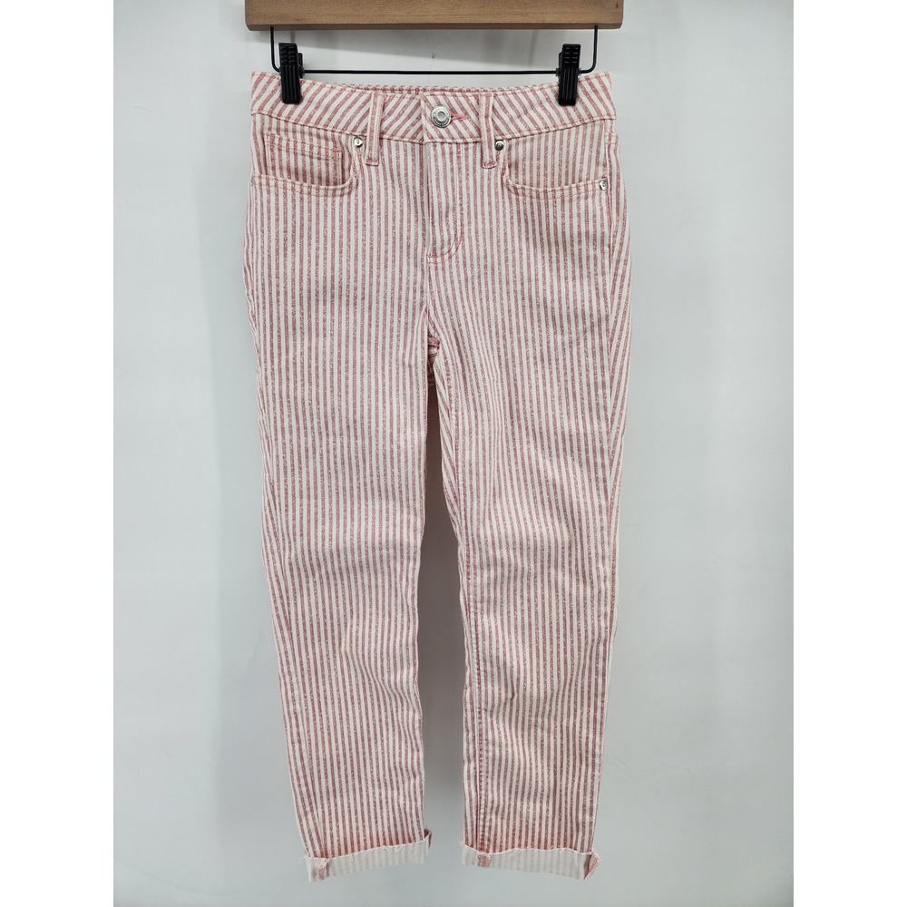 LC Lauren Conrad Skinny Crop Red White Striped Jeans Size 6